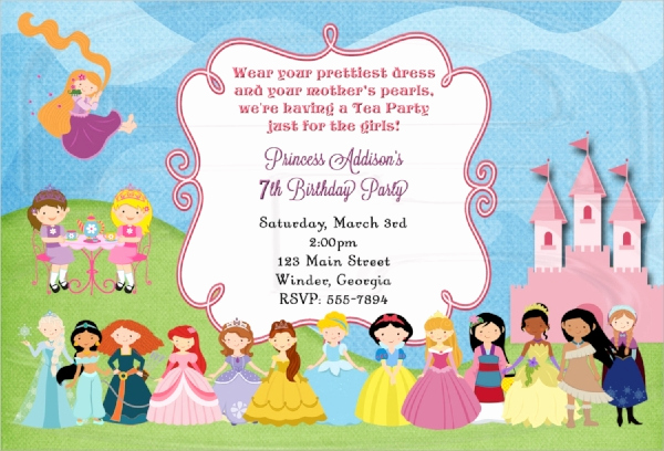 Princess Party Invitation Template Beautiful 22 Sample Tea Party Invitations Word Psd Ai