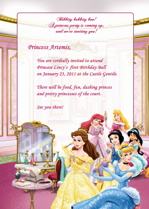 Princess Party Invitation Template Beautiful Disney Princesses Birthday Party Invitation – Free