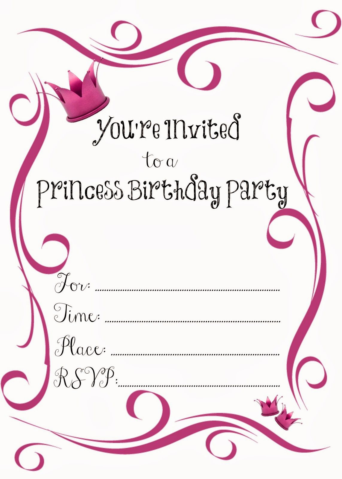 Princess Party Invitation Template Beautiful Free Printable Princess Birthday Party Invitations