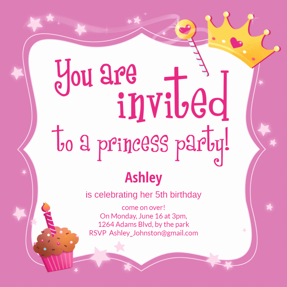 Princess Party Invitation Template Luxury Princess Magic Birthday Invitation Template Free