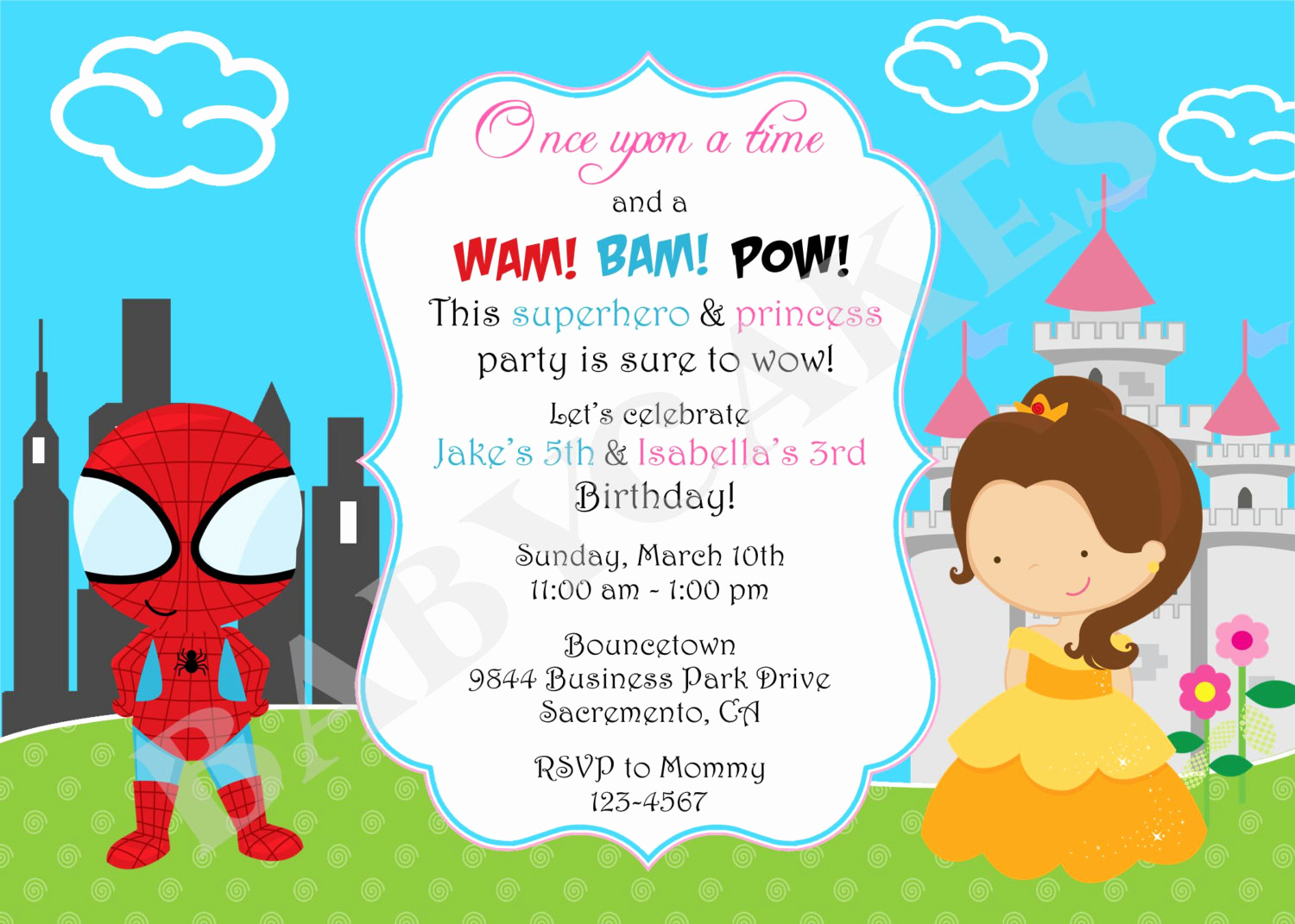 Princess Party Invitation Wording Best Of Superhero Princess Birthday Invitation Invite by Jcbabycakes