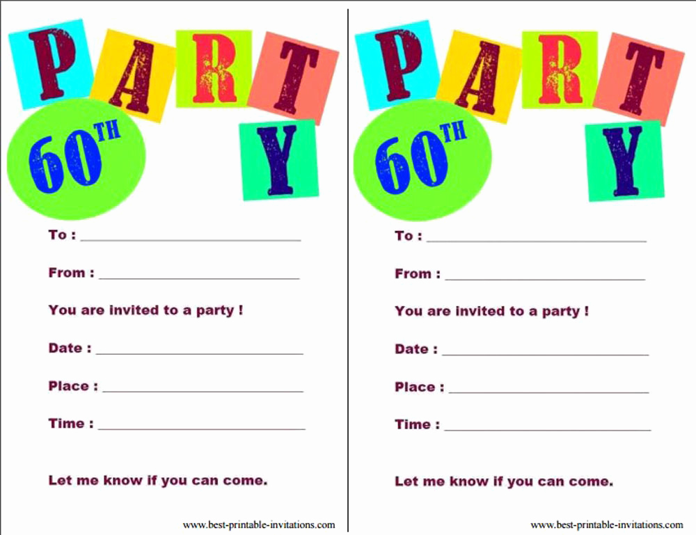 Printable Birthday Invitation Cards Unique 20 Ideas 60th Birthday Party Invitations Card Templates