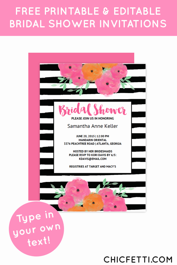 Printable Bridal Shower Invitation Templates Beautiful Free Printable Floral Bridal Shower Invitation Templates