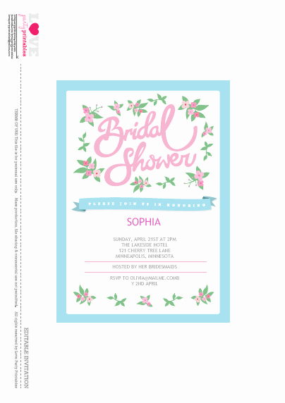 Printable Bridal Shower Invitation Templates Lovely Free Bridal Shower Party Printables From Love Party
