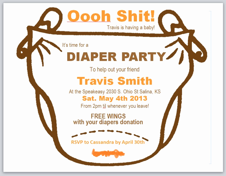 Printable Diaper Invitation Template Fresh Travis Diaper Party Invite so Funn Parties