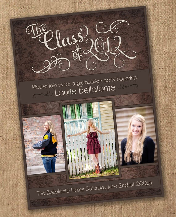 Printable Graduation Party Invitation Awesome Items Similar to Damask Graduation Invitation Printable