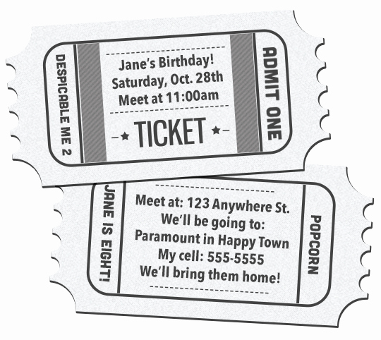 Printable Movie Ticket Invitation Best Of 41 Printable Birthday Party Cards &amp; Invitations for Kids