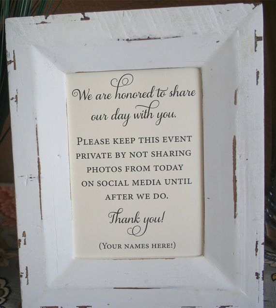 Private Wedding Ceremony Invitation Awesome Unplugged Wedding Sign No social Media 5x7 Private by