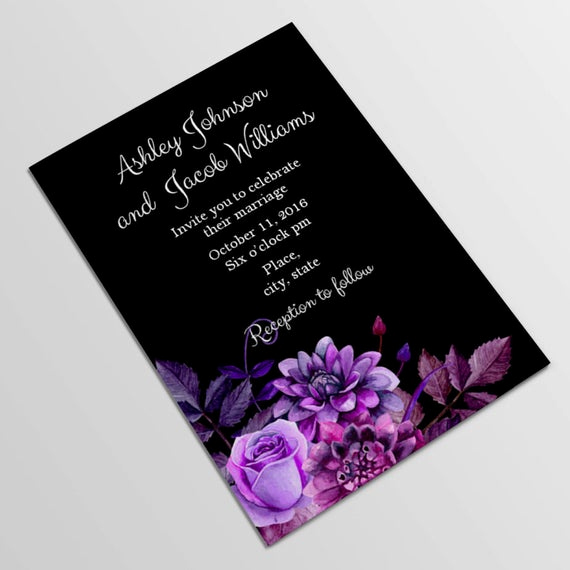 Purple Wedding Invitation Template Inspirational Black and Purple Wedding Invitation Template by