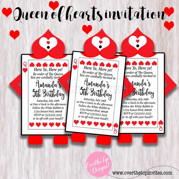 Queen Of Hearts Invitation Best Of Queen Of Hearts Alice In Wonderland Invitation Set for