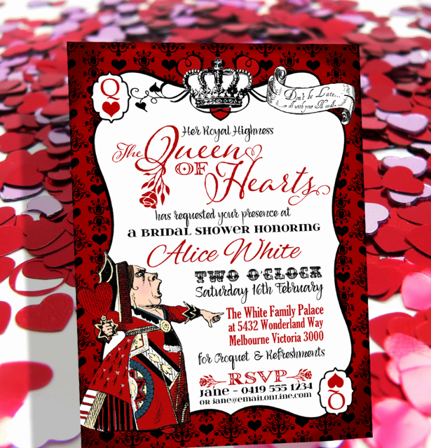 Queen Of Hearts Invitation Elegant Queen Of Hearts Invitation