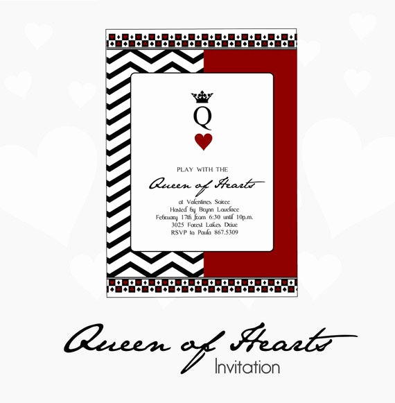 Queen Of Hearts Invitation Elegant Queen Of Hearts Valentines Party Invitation Diy Printable