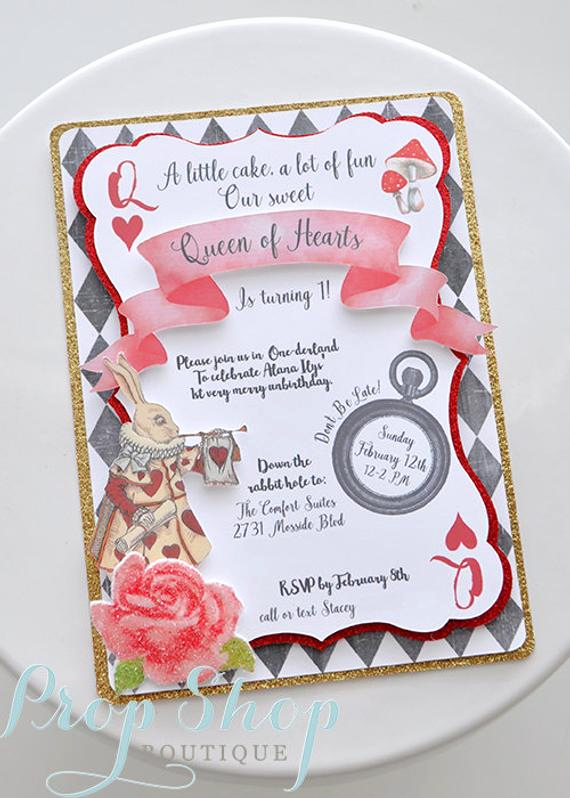 Queen Of Hearts Invitation Inspirational Alice In Wonderland Queen Of Hearts Birthday Invitation