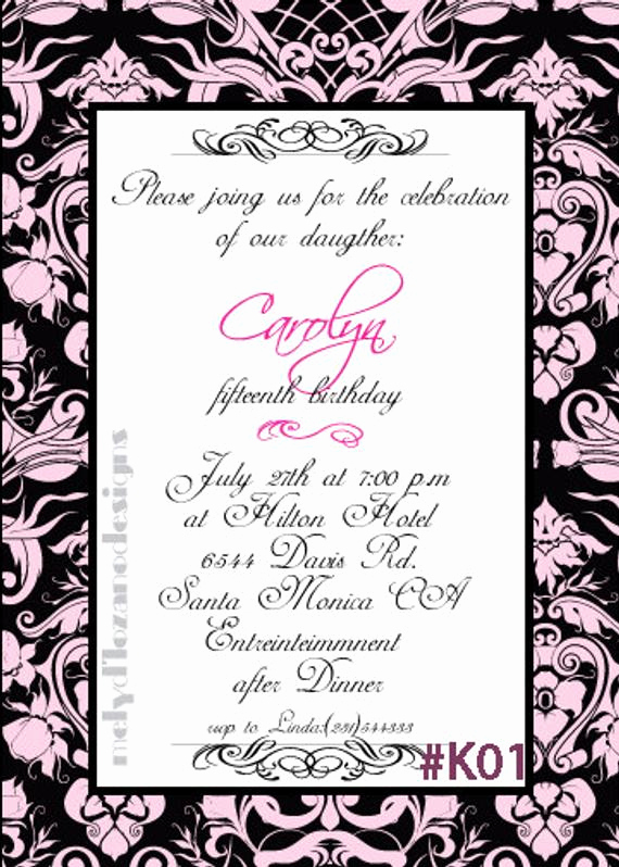 Quince Invitation Wording In English Beautiful Modern Sweet 16 or Quinceanera Invitation