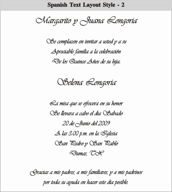 Quince Invitation Wording In English Best Of Spanish Quinceanera Invitation Dinner Wording Car