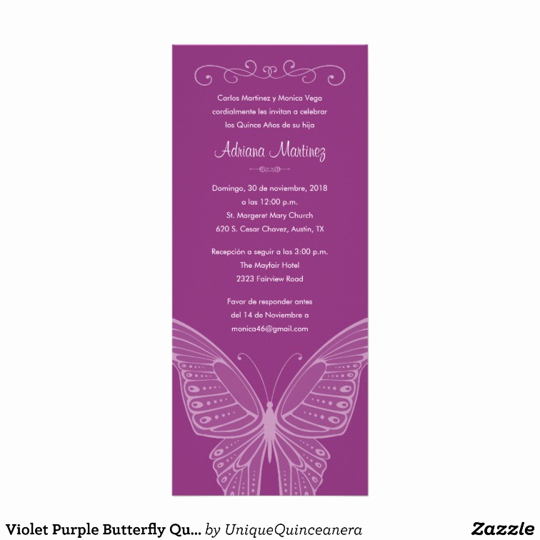 Quince Invitation Wording In English Luxury Violet Purple butterfly Quinceanera Invitations Invitation