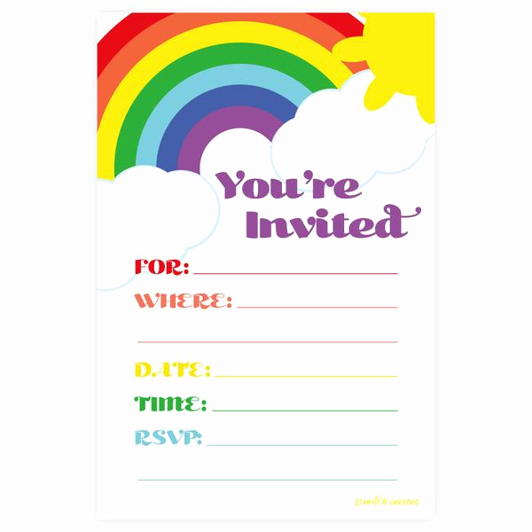 Rainbow Baby Shower Invitation Beautiful First Birthday &amp; toddler Fill In Invitations
