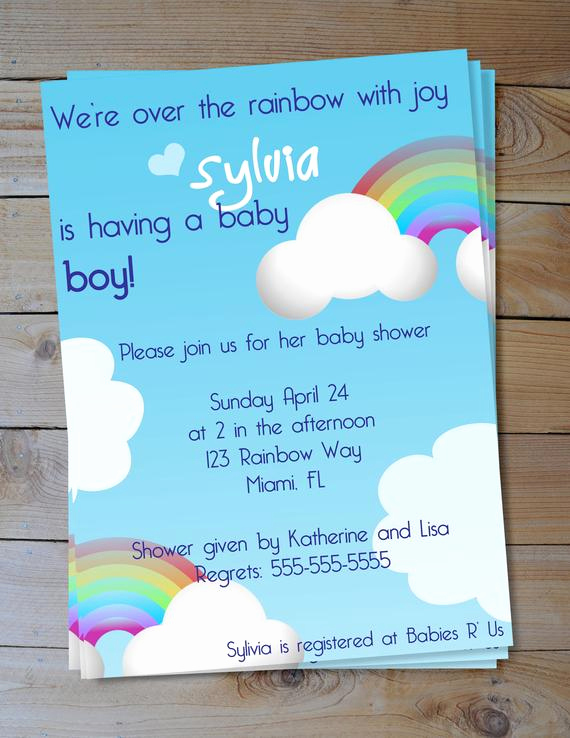 Rainbow Baby Shower Invitation New Rainbow Shower Invitation Boy or Girl Over by Crownedcreations