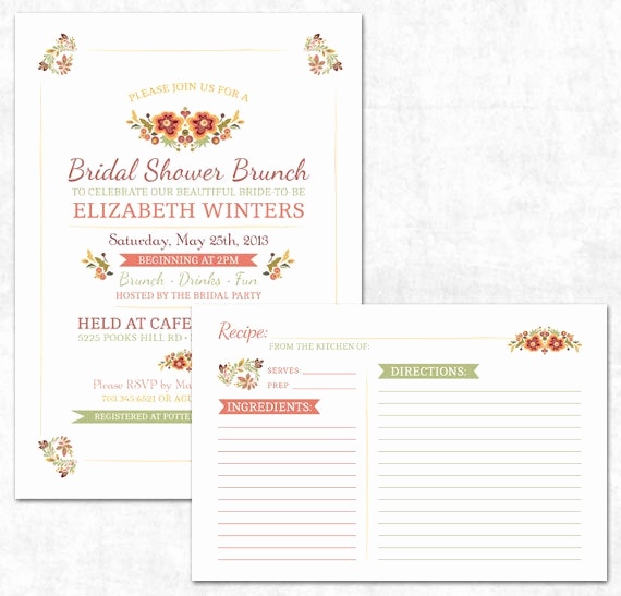 Recipe Shower Invitation Wording Fresh Items Similar to Printable Bridal Shower Invitation and