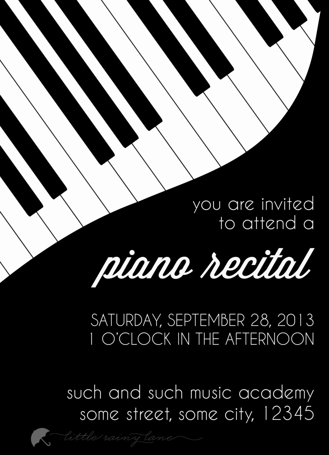 Recital Invitation Template Free Luxury Piano Recital Invitation Custom