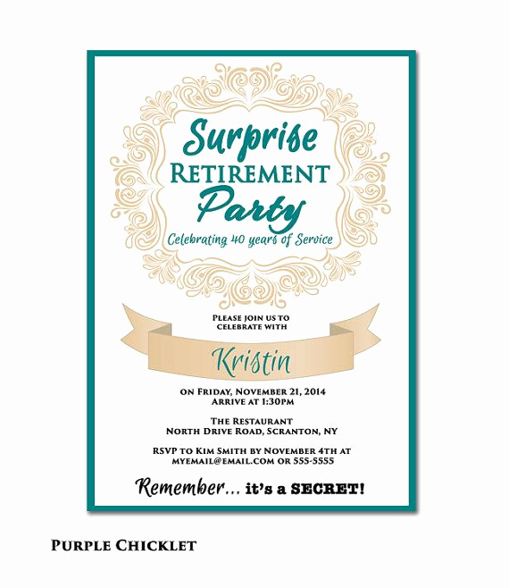 Retirement Party Invitation Card Beautiful Surprise Retirement Invitation Teal and Beige Farewell