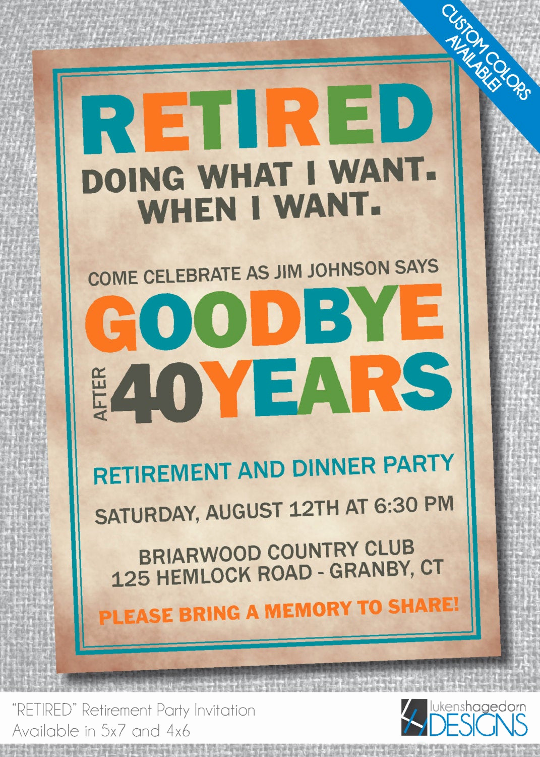 Retirement Party Invitation Card Best Of Retirement Party Invitation Custom Colors Available