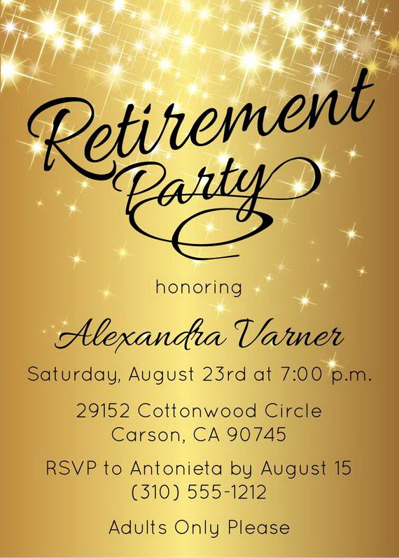 Retirement Party Invitation Wording Awesome Retirement Party Invitation Gold Sparkly by Announceitfavors