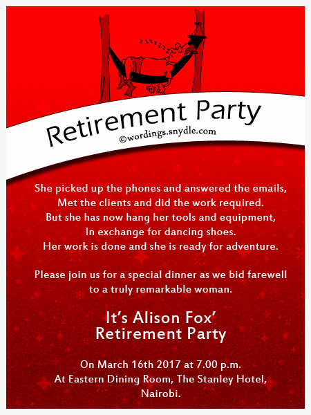 Retirement Party Invitation Wording Best Of Retirement Party Invitation Wording Ideas and Samples