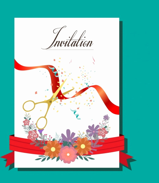 Ribbon Cutting Invitation Templates Lovely Invitation Card Cover Template Flowers Cutting Ribbon
