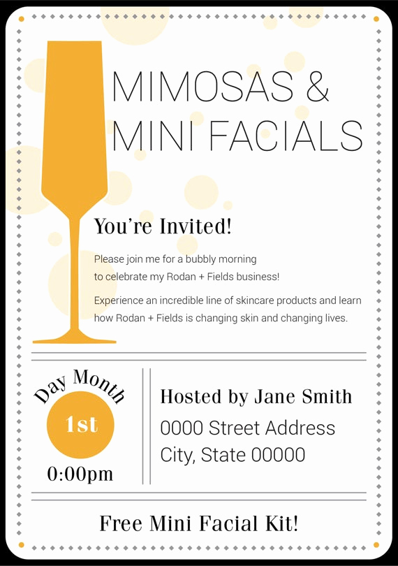 Rodan and Fields Invitation Templates Best Of Rodan and Fields Big Biz Launch Mimosas &amp; Mini Facials Party