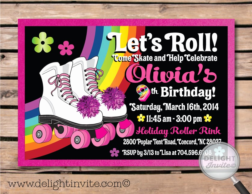Roller Skate Invitation Template Awesome Roller Skating Birthday Invitation Free Template