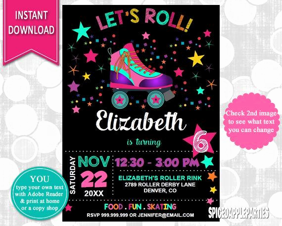 Roller Skate Invitation Template Best Of Roller Skating Invitation Roller Skating Party Skating