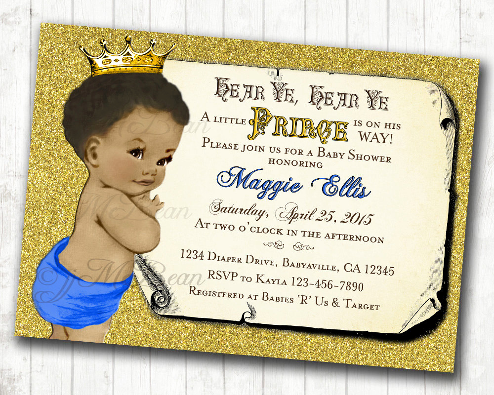 Royal Baby Shower Invitation New Prince Baby Shower Invitation African American Baby Shower