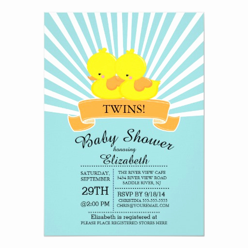 Rubber Duck Baby Shower Invitation Beautiful Modern Rubber Duck Twin Baby Shower Invitations