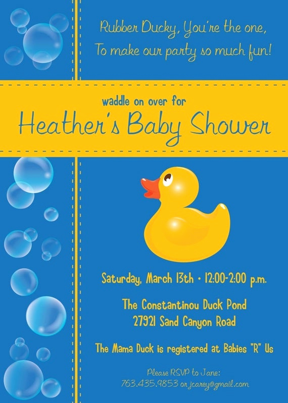 Rubber Ducky Baby Shower Invitation Awesome Items Similar to Bubbles Rubber Ducky Custom Baby Shower