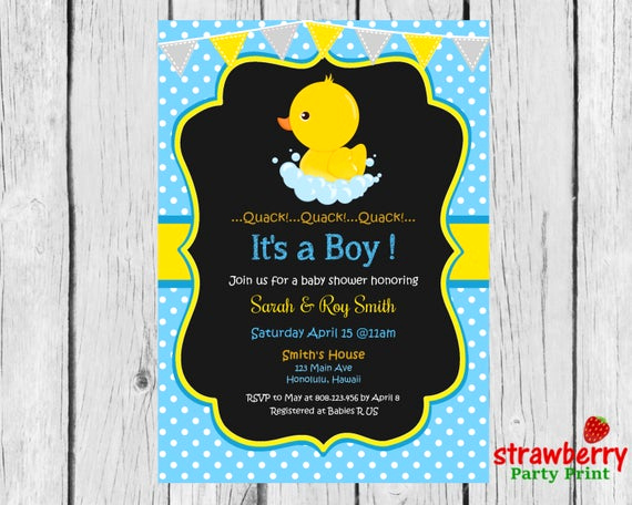 Rubber Ducky Baby Shower Invitation Lovely Rubber Duck Baby Shower Invitation Chalkboard Yellow Ducky