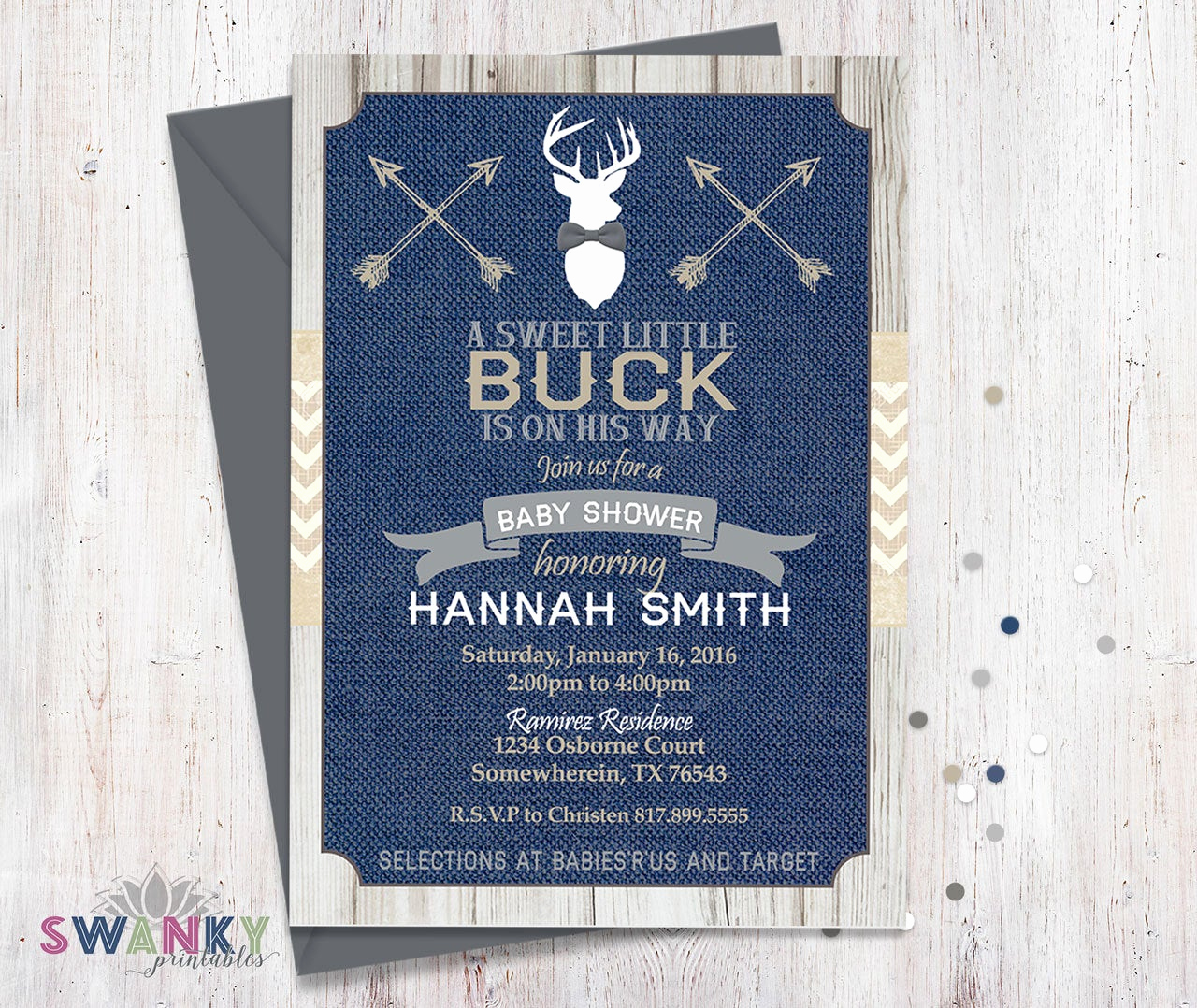 Rustic Baby Shower Invitation Best Of Rustic Deer Baby Shower Invitations Navy and by