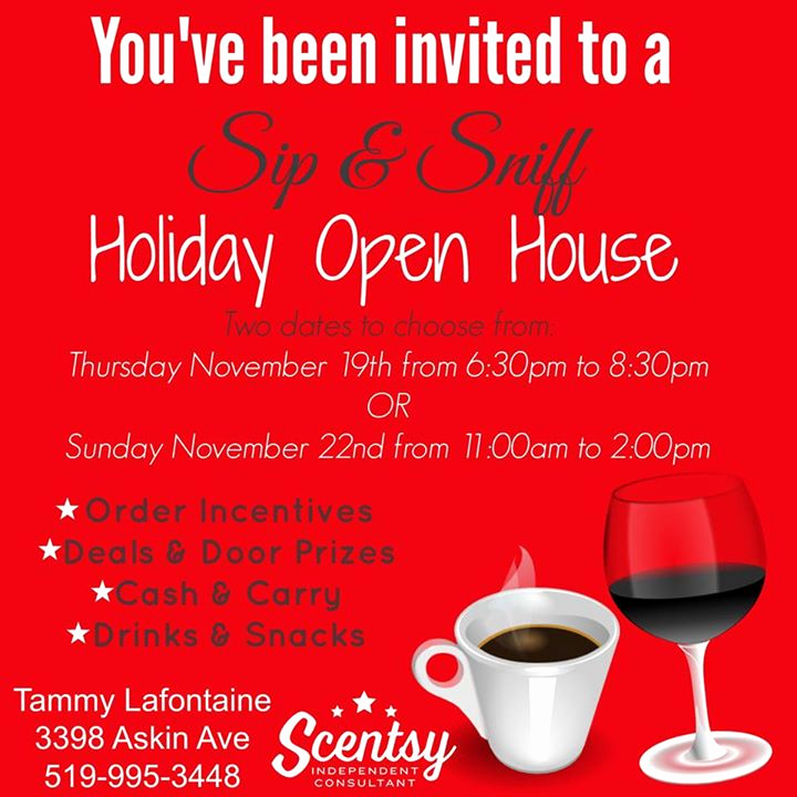 Scentsy Party Invitation Wording Best Of Sip and Sniff Holiday Scentsy Open House at 3398 askin Ave