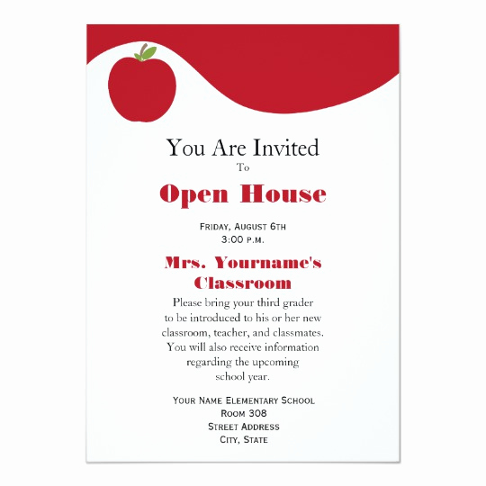 School Open House Invitation Awesome Back to School Open House Invitation Red Apple