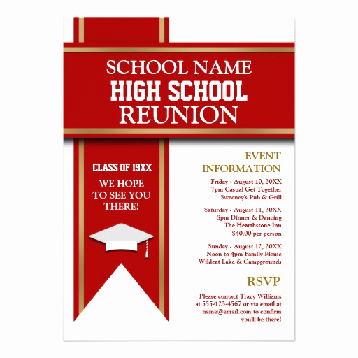 School Reunion Invitation Templates Free Awesome School Colors Banner Custom Class Reunion 5&quot; X 7
