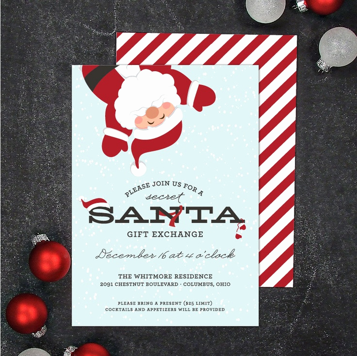 Secret Santa Invitation Template Elegant Secret Santa Holiday Invite Christmas Party Invitation