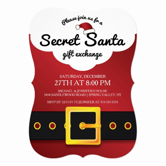 Secret Santa Invitation Template Inspirational Cute Secret Santa Gift Exchange Party Card