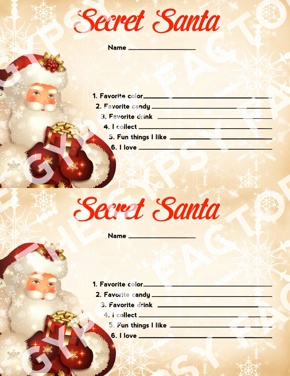 Secret Santa Invitation Template Lovely Secret Santa Questionnaire Invitation form Gift Ideas