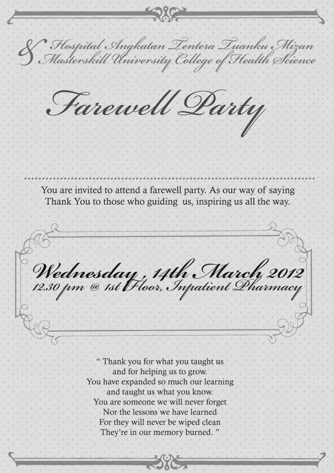 Send Off Party Invitation Lovely Send F Invitation Wording