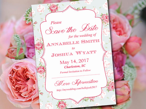 Shabby Chic Invitation Templates Free Inspirational Printable Save the Date Template Shabby Chic Wedding