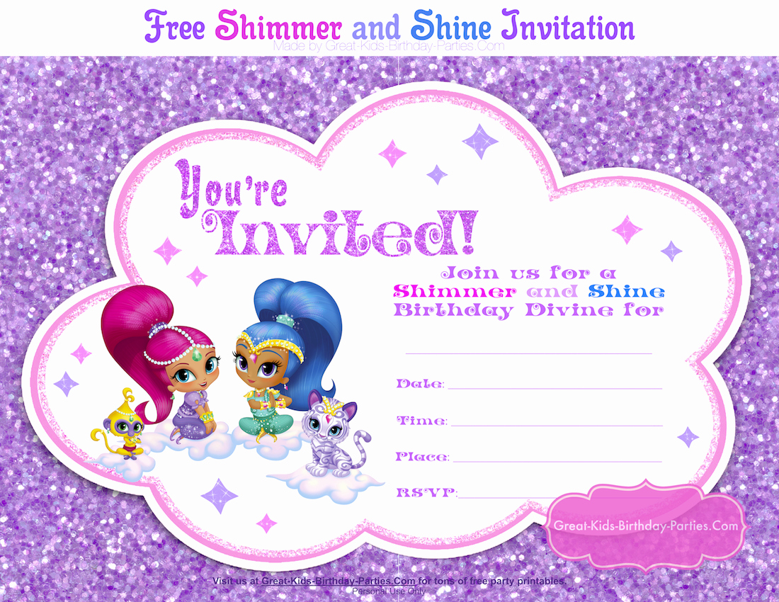 Shimmer and Shine Birthday Invitation Awesome Shimmer and Shine Party