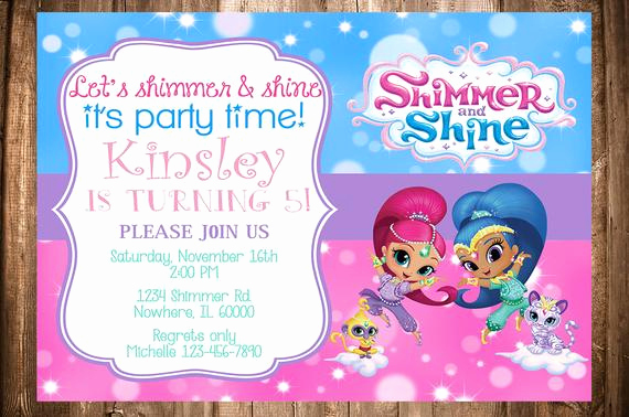 Shimmer and Shine Birthday Invitation Luxury Shimmer and Shine Birthday Invitation by Wonderstruckprints