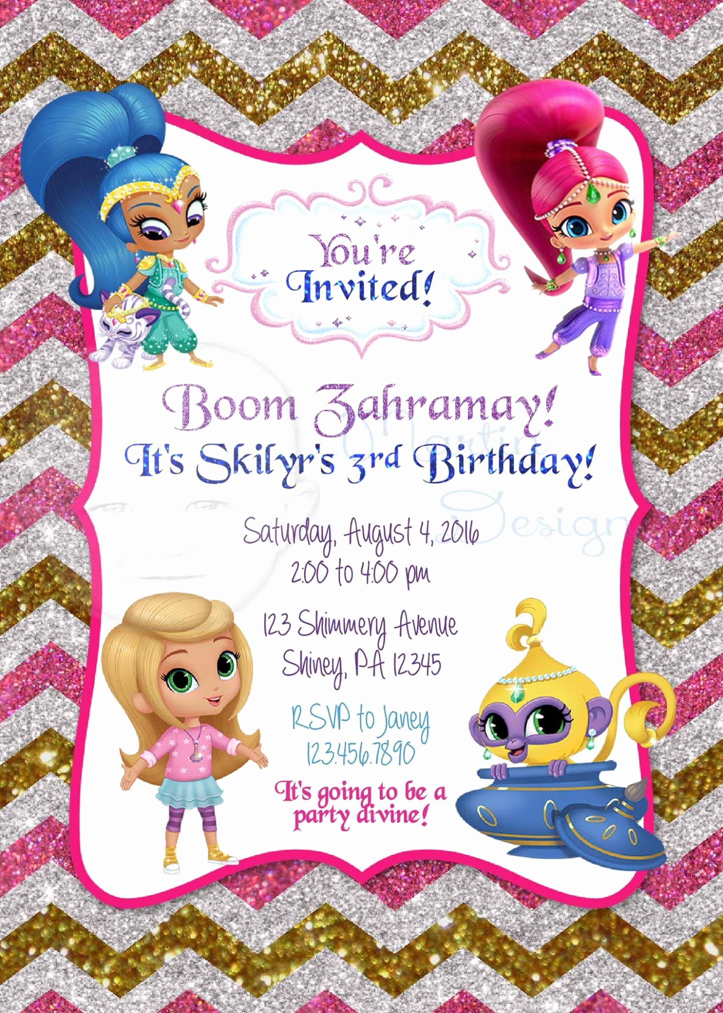 Shimmer and Shine Invitation Template New Shimmer and Shine Birthday Invitation