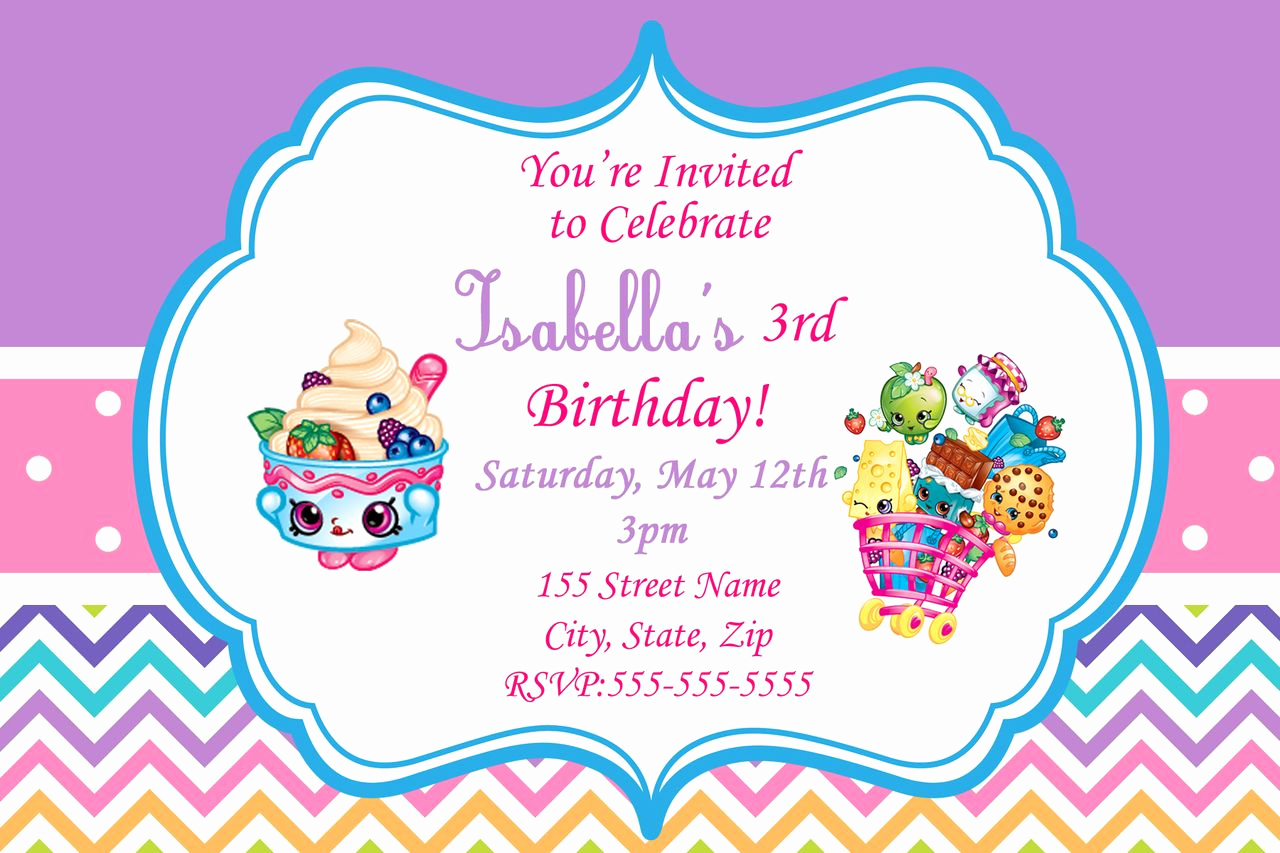 Shopkins Birthday Party Invitation New Shopkins Birthday Invitation Digital Invitations