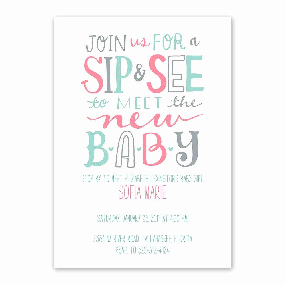 Sip and See Invitation Wording Awesome Sip and See Baby Shower Invitation